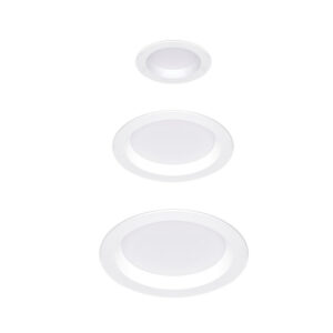 Photo of CECO commercial LED downlights with diecast bezel. Available in three different diameters.
