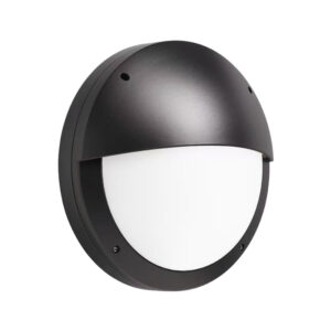 Photo of FusiLED surface-mounted, die-cast aluminium bulkhead with eyelid. Built in switchable PIR.