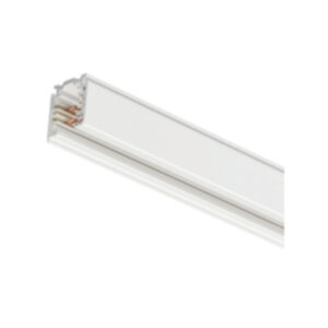Cross-section view of the white Nordic 3-phase LED track lighting rail showcasing the internal structural channels and exposed electrical busbars.